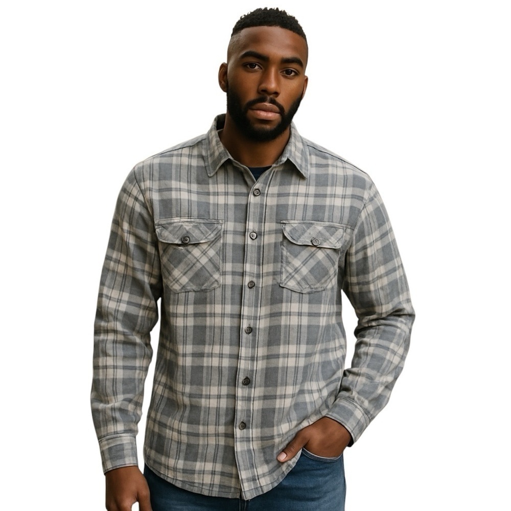 Stillwater Supply Co. Plaid Button-Up Shirt Jacket Heavy Thick Gray XL #1591